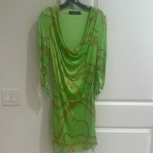 VERSACE Jersey Cowl Chain Link Dress